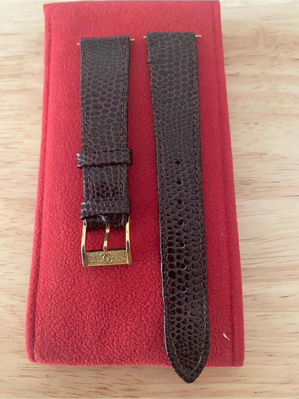 Leather Watch Strap in Dark Brown with Gold Plated Buckle Vintage Cartier
